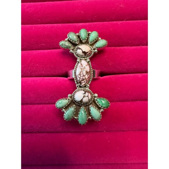 Wild Horse & Turquoise Sterling Silver Adjustable Ring - Picture 1 of 5
